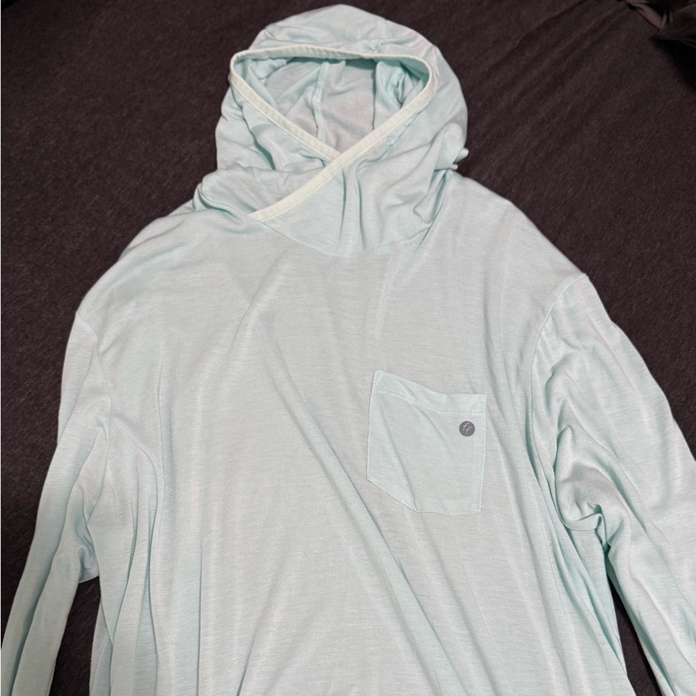 Free Fly Seafoam green hooded Long Sleeve Shirt bamboo